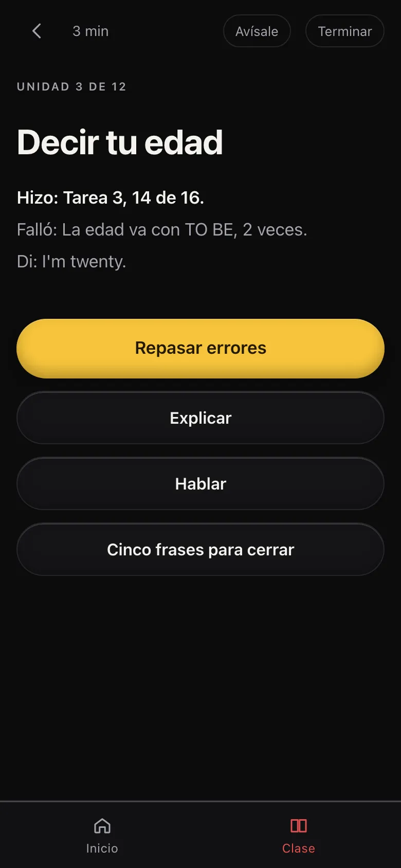 Clase: el resumen de tres líneas del maestro
